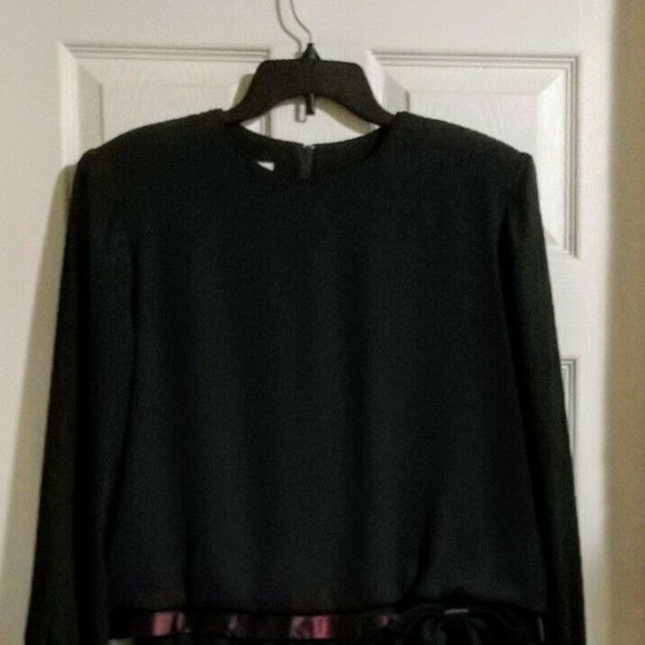 Vintage 1960's HENRY LEE Designer Black Pleated Dress 14P - Picture 8 of 12